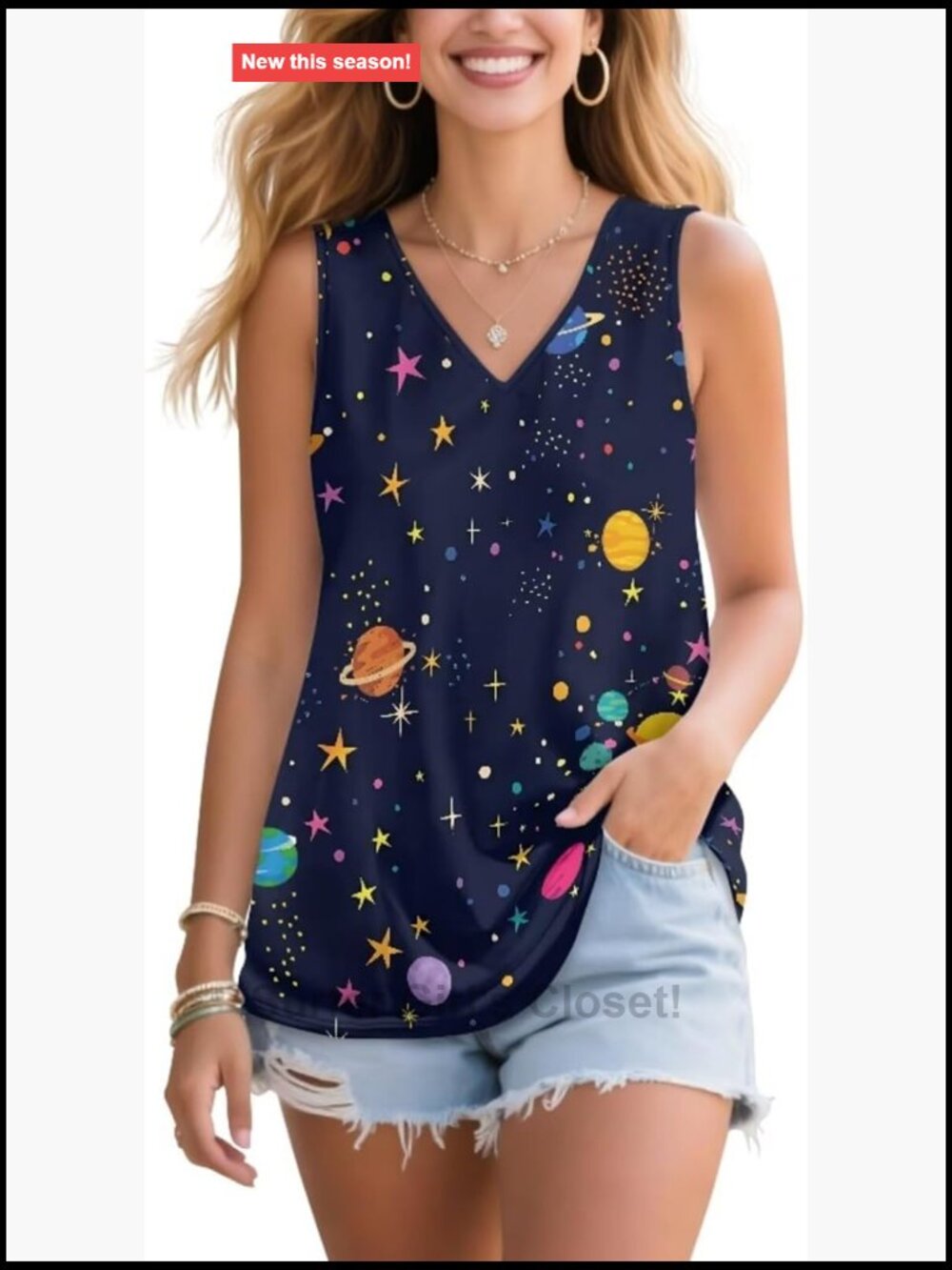 V-Neck Sleeveless Tank Top Casual Summer Basic Tee